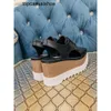 Stella McCartney Sandálias de couro de madeira de grãos Genuínos Moda Mulher Plataforma de Cunha Sapatos Estrela do salto 22292