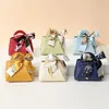 ギフトラップ1PCレザーバッグボウリボンパッケージバッグウェディング好意分布Eid Mubarak Candy Box Mini Handbag