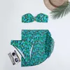 2024 Women's Split Metal U-shaped Bikini BIKINI Three Piece Printed Swimwear H515-31