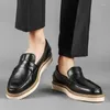 Casual Shoes Men's Loafers Breattable äkta läderföretag Män Mockasins Platform Non-Slip Vintage Male Sailing