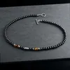 Perlen Halsketten Edelstahl Herren Tiger Augensteinkart Stein Steiner Perlen Halskette Hip Hop Personalisierte Mode Herren Kette Populär Schmuck D240514