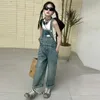 Overall Youth Girls Jeans Spring och Autumn New Childrens Denim Jumpsuit Barnens denim Jumpsuit Barn denim Jeans D240515