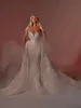 Ny ankomst sjöjungfru brud bröllopsklänning avtagbar domstolståg pärlor äktenskap klänning high-end skräddare gjorde vestidos