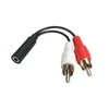 3,5 mm fêmea a 2 Male RCA Cable Splitter Conversor Adaptador AUX Extensão de áudio Cabo Y para laptop MP3/MP4 Linha de conversão