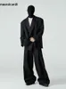 Mauroicardi Spring Autumn Long Long Long Longal Dargy Flowy Soft Black Plate Wide Pants Men Luxury Emo Clothing 240511