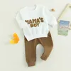 Наборы одежды 0-36 месяцев Baby Boys 2pcs Bins Set Sets с длинным рукавом писем вышив