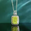 Pendants SpringLady 925 Sterling Silver 8 11MM Crushed Cut Green High Carbon Diamonds Gemstone Pendant Necklace Fine Jewelry