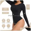 Kvinnor Shapers sömlösa Shapewear Bodysuit One-Piece Push Up Bifter Slimming Mante Body Long Sleeve Jumpsuit Drop Delivery Dhfeu
