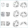 Clip-On & Screw Back Backs Earrings 6 Pairs Stainless Steel Magnetic Stud For Men Women Hoop Clip On Cz Non-Piercing All Ages Qiqi Dr Dhief