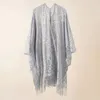 Solid Beach Lace Coverups Cardigan Women's Chiffon Sun Protection Wear Vacation Plus Size Swim Cover Ups