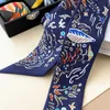 Projektant jedwabny szalik dla kobiet letnie szaliki wiosna wyspa szalik mały pasek jedwabny torba wiążąca rączka