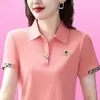 Bee Broidered Polo Femmes 2024 Été Nouvelle mode Coton Pure Coton Summer Femmes Short Golf Polos