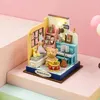 Architecture/DIY House Coffee Shop Mini Dollhouse Kit DIY Handmade 3D Puzzle Assembly Building Model Toys Wooden Assembly Toy For Kid Birthday Gifts