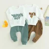 Наборы одежды 0-36 месяцев Baby Boys 2pcs Bins Set Sets с длинным рукавом писем вышив