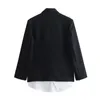 Women's Suits Suit Jacket With Poplin Patchwork Design Fashionable And Elegant Casual Single Breasted Long Sleeved Top