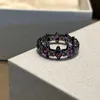 Designer Westwoods New Gun Black Purple Diamond Full Series Full Small Saturn Ring Womens Light Luxury Modyable e Versátil Style Hot Uil