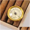 Cigarrtillbehör mini hygrometer rund fuktdetektorformade plast hygrometrar för gitarrtobak piano fillåda precision dro dhesg