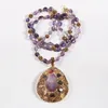 Catene di moda magnifiche semi preziose gioielli bohémien Pietra viola e collana di gocce d'acqua di cristallo ametista