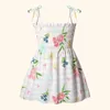 Meisjesjurken kinderen en meisjes zomerjurk elegante sling prinses jurk bloem print kinderbekleding jurk casual katoenen babykleding d240515