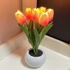 Table Lamps 1pc LED Tulip Night Light Simulation Flower Table Lamp With Vase Romantic Atmosphere Lamp For Office Bar Cafe Room Decor Home Decoration Best Mother
