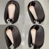 Wholesale 12A Heat Resistant Short Bob Style Lace Front Wig Synthetic for Black Women Hand Tied Pre Plucked Natural Hairline 14inches