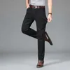 Herrenhosen Frühlings Sommer Männer regelmäßige Fit Stretch Plain Black Thin Jeans Classic Business Casual Cotton Denim Hosen Männliche Markenhosen Y240514