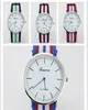 Fabriksställen släpper handledsklockor Genève Multicolor Striped Canvas Band Wrist Watch Euus Style Student Quartz Watch3077778
