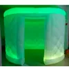 White Oval Inflatable Photo Booth Enclosure with LED Lighting 2ドアウェディングパーティーの背景壁