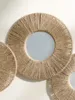 Circular wall mirror hanging decorative mirror with woven hemp rope Bohemian mirror used for wall decoration bedroom living room bathroom 240507