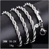 Chains Chains 925 Sterling Sier 2Mm M Twisted Rope Chain Necklaces For Women Men Fashion Jewelry 16 18 20 22 24 26 28 30 Inches Drop D Dhsg9