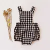 Överallt nyfödd baby pojke flicka jumpsuit linne bomull sommar höst ärmlös enkelstycke hängande jumpsuit babykläder set D240515