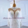 O-Neck Lace Up Back Long Sleeve Pearls Appliques 2 Pieces Mermaid Wedding Dress With Detachable Train Vestido de Noiva Sereia