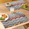 Table Mats 1 Piece Of Colorful Wood Grain Meal Mat Heat-resistant And Easy To Clean Modern Outdoor Kitchen Dining