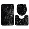 Mats de baño 3pcs Patrón de mármol Banyo Alfombra de baño Juego de inodoro sin almohadilla no deslizante Tapis Salle de Bain Alfombra Bano