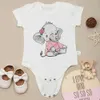 Rompers Cute Cartoon Elephant Baby Girl Clothing Fashionable Cotton Baby Onesie Bekväm mjuk billig nyfödda kläder snabb leveransl240514l240502