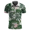 Plantas hawaianas Camisa de polo para hombres Summer hojas de hojas de estampado 3d flor de manga corta camisas de golf de las calles de gran tamaño t 240426