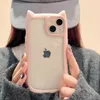 Caseist söt 3D -kattöron Telefonfodral akryl tydligt transparent par ins heta trend kawaii mobil tpu stötfångare omslag flicka kvinnor gåva till iPhone 15 14 13 12 11 pro max plus