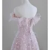 Pink Butterfly Sequined Long Prom Dress for Black Girls 2024 Beaded Appliques Birthday Party Dresses Ruffles Aftonklänningar Nya blingbling A Line Cocktail Dress Gown Gown
