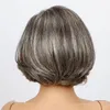 Gray bob straight human hair wigs for black women HD Salt and pepper lace closure front wig 5x5 custom 14day raw virgin natural highlights silver grey wigs human hair