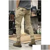 Mens Pants Camo Donanma Pantolonları Adam Harem Y2K Taktik Askeri Kargo Erkekler için Techswear Yüksek Kaliteli Açık Hip Hop Çalışma Yığılmış Pantolon Dhyrr