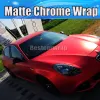 Stickers Red Matte Chrome Vinyl Cars Inpakfilm met luchtbel gratis chroom satijnen rode wikkel deksels coatingfolie 1,52x20m/roll 5x66ft