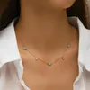 Pendants 925 Sterling Silver Geometric Zirconia Turquoise Necklace Star/Moon/Flower Shaped Women's Collarbone Chain Wedding Party Jewelry