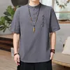 Męskie koszule M-5xl plus rozmiar Hanfu Mężczyźni o szyja Chińska tradycja Chińska Bluzka Emcorowana zwykła kolor streetwear Summer Man Ubranie