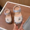 Zomermeisjes sandalen borduur roosbloem kleine kinderen schoenen baby tuinschoenen mode kinderen strand 240506