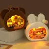 Architectuur/DIY House Diy houten beer konijnpophouse met meubels licht poppenhuis casa miniatuur items maison voor kinderen speelgoed verjaardagscadeaus