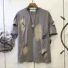 Men's T Shirts Summer Ripped Hole Pin Short Sleeve Men O Neck Hollow Out Fashion Personality Grunge Clothes 2xl Oversized Streetwears