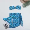 2024 Women's Split Metal U-shaped Bikini BIKINI Three Piece Printed Swimwear H515-31