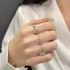 حلقة هندسية سداسية جديدة أزياء أزياء رنين كامل الماس اللامع اللامع حلقة العلامة