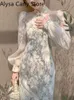 캐주얼 드레스 빈티지 우아한 Cheongam 드레스 여성 꽃 자수 디자인 파티 요정 여성 2024 스프링 코트 레트로 롱 스플릿