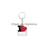 Keychains colhedas sublimação vermelho coração estilo anel key impressão em branco consumíveis personalizados entrega de moda acessória de moda dhlpn
